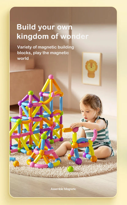 Juego de construcción magnético para niños, bolas magnéticas, bloques de construcción, juguetes educativos Montessori para niños,.