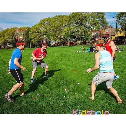 Aro de baloncesto para la cabeza para niños y adultos, juego de carnaval, canasta ajustable, diadema de red, fiesta, cumpleaños, juego familiar para interiores y exteriores