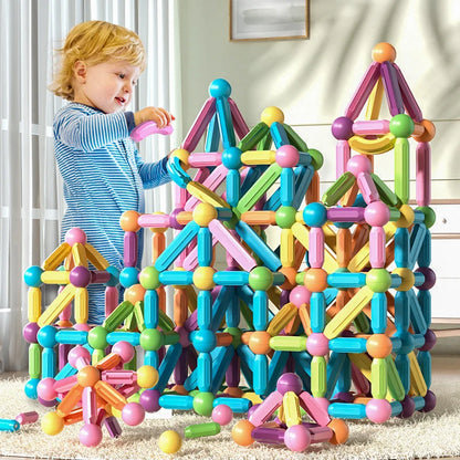 Juego de construcción magnético para niños, bolas magnéticas, bloques de construcción, juguetes educativos Montessori para niños,.