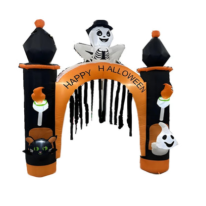 Arco inflable de Halloween/modelo de gato de calabaza con luz LED, gran decoración navideña para exteriores, adorno festivo para patio