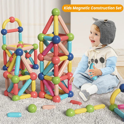 Juego de construcción magnético para niños, bolas magnéticas, bloques de construcción, juguetes educativos Montessori para niños,.